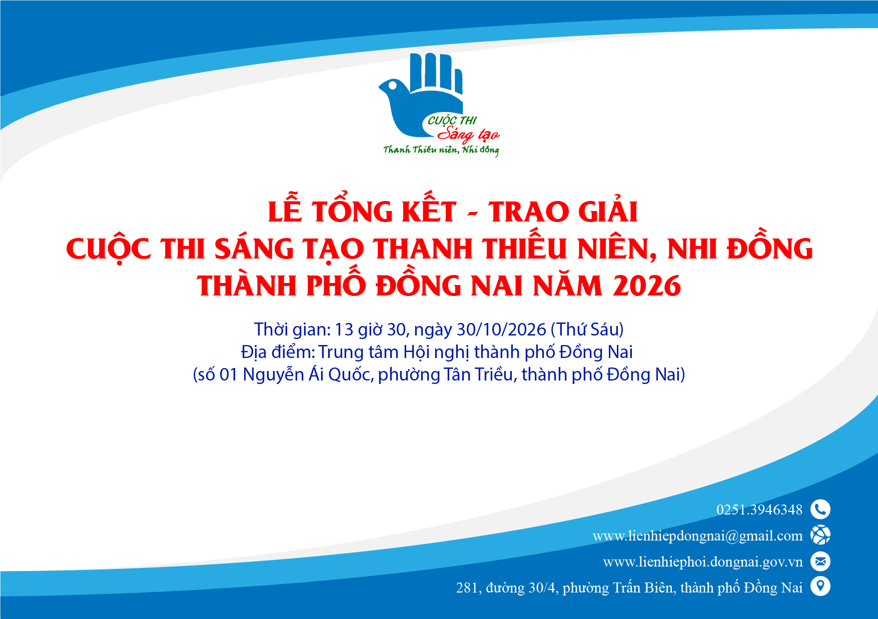 Lễ Tổng kết, trao giải Cuộc thi Sáng tạo thanh thiếu niên, nhi đồng thành phố Đồng Nai năm 2026